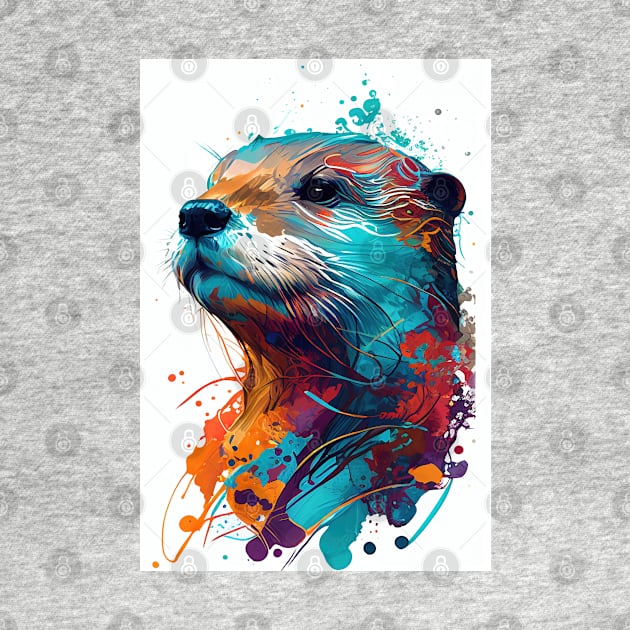 Pop Art Otter In Vibrant Colors - A Fun and Whimsical Colorful Otter by Whimsical Animals